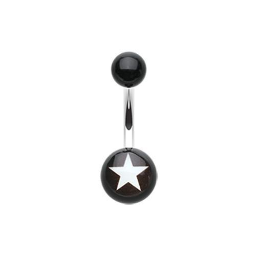 White Nova Star Acrylic Belly Button Ring