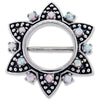 White Opal Accents Nipple Clicker Shield Tribal Flower - 1 Piece