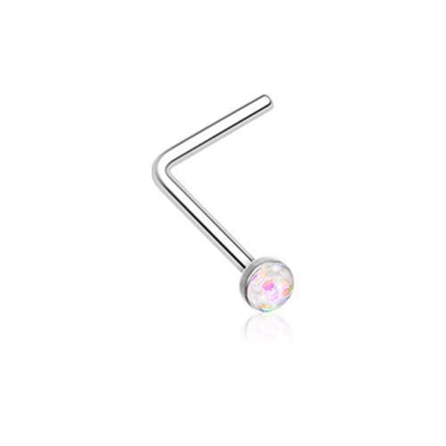 White Opal Sparkle L-Shaped Nose Ring
