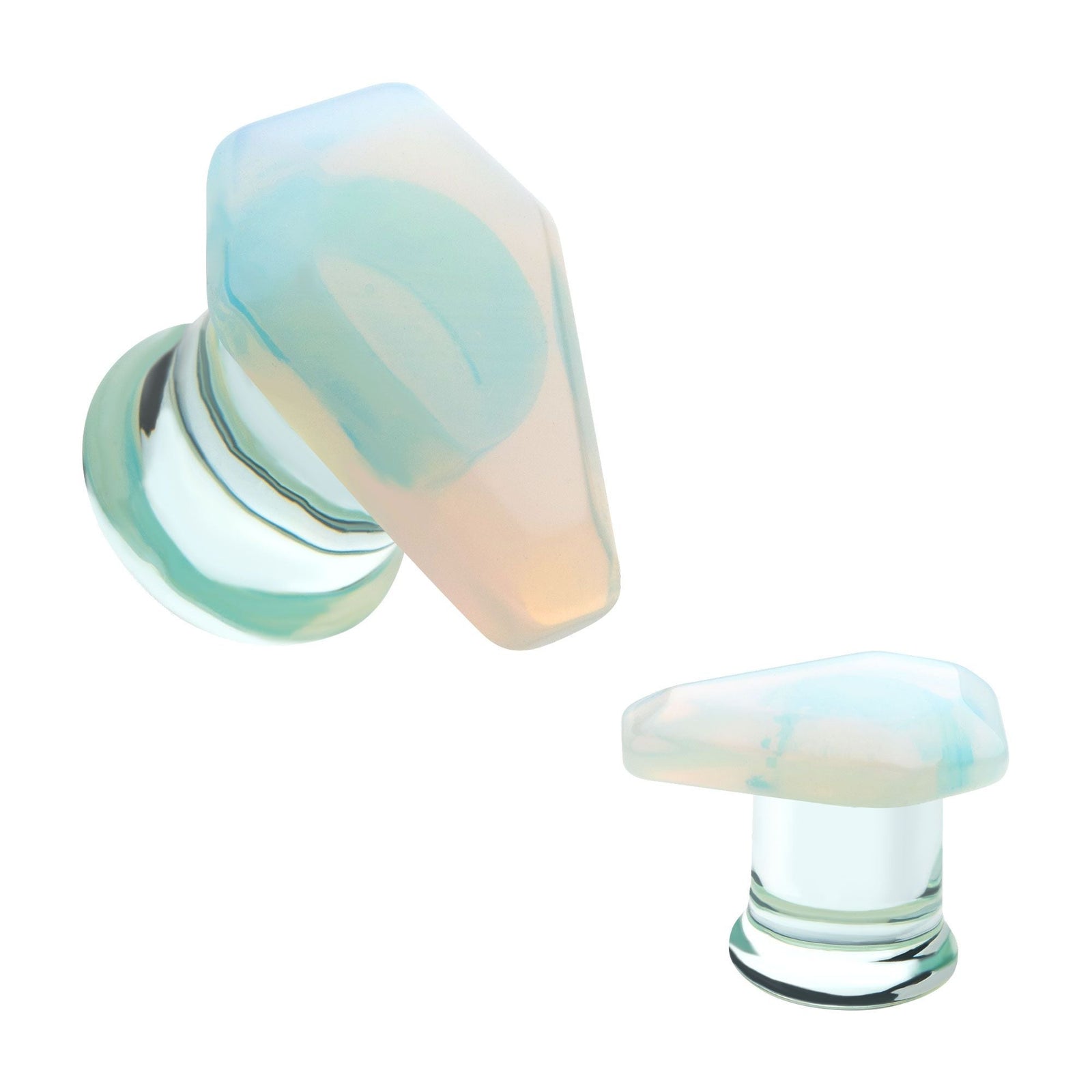 Organics White Opalite Stone Coffin Double Flare Glass Plug -Rebel Bod-RebelBod