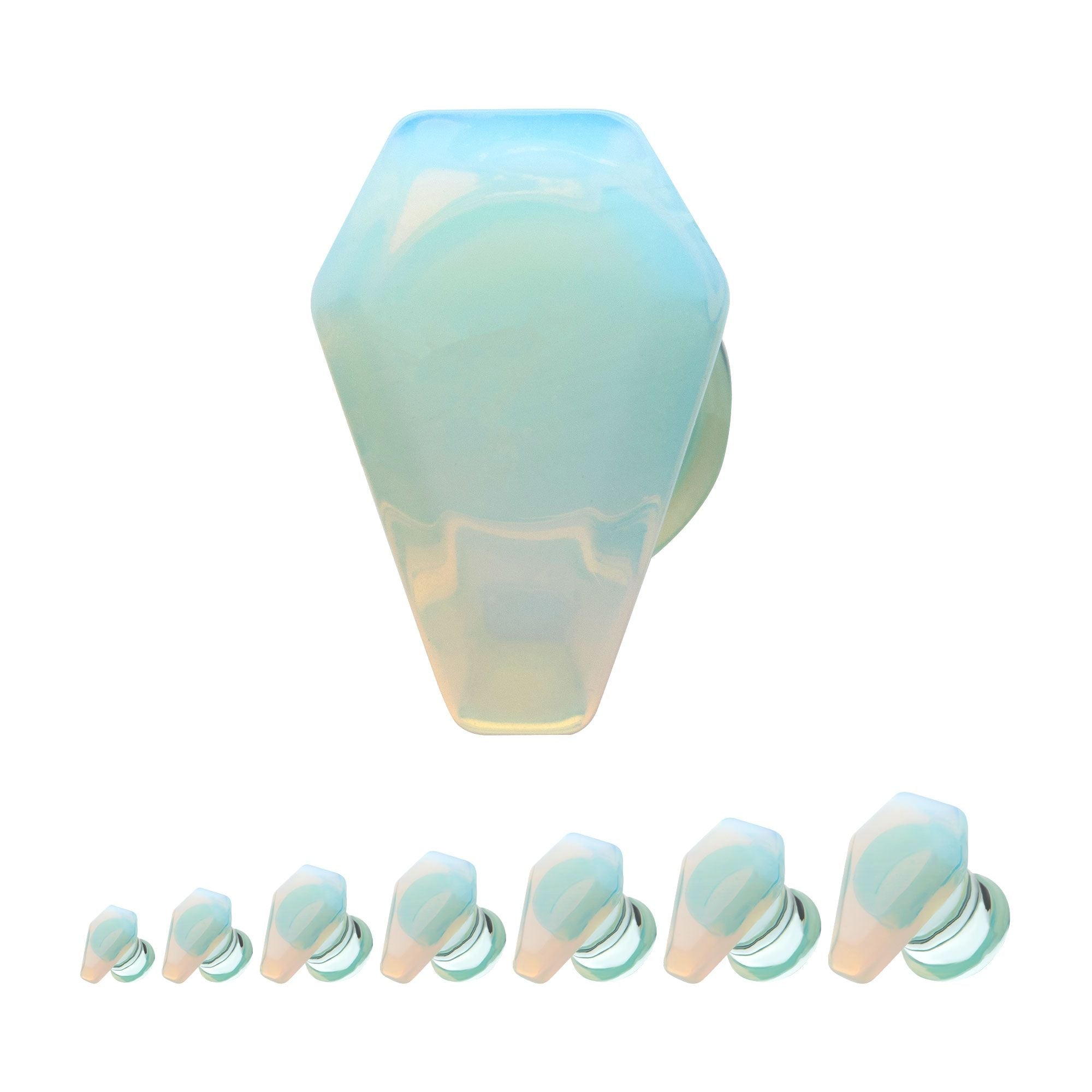 Organics White Opalite Stone Coffin Double Flare Glass Plug -Rebel Bod-RebelBod