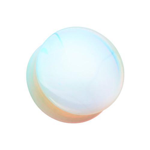 White Opalite Stone Double Flared Ear Gauge Plug - 1 Pair