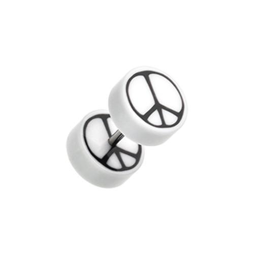 White Peace Retro UV Acrylic Fake Plug - 1 Pair