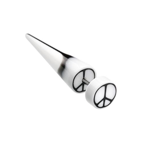 White Peace Retro UV Acrylic Fake Taper - 1 Pair