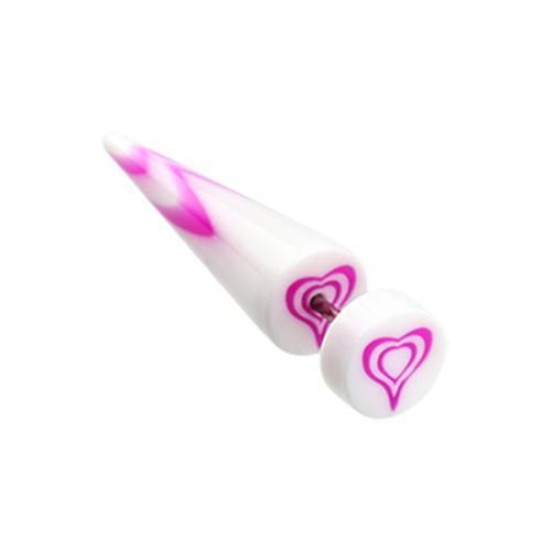 White/Purple Retro Heart UV Acrylic Fake Taper - 1 Pair