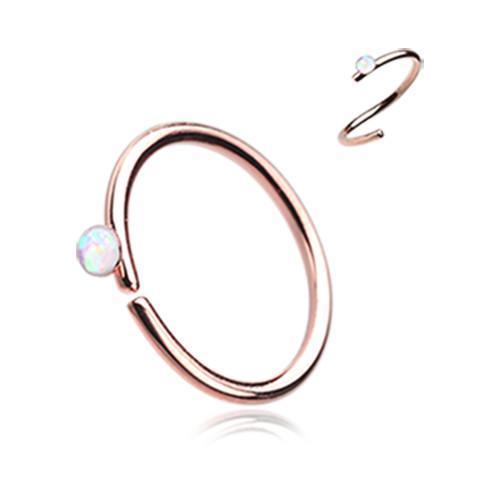 White Rose Gold Opal Sparkle Bendable Steel Nose Hoop