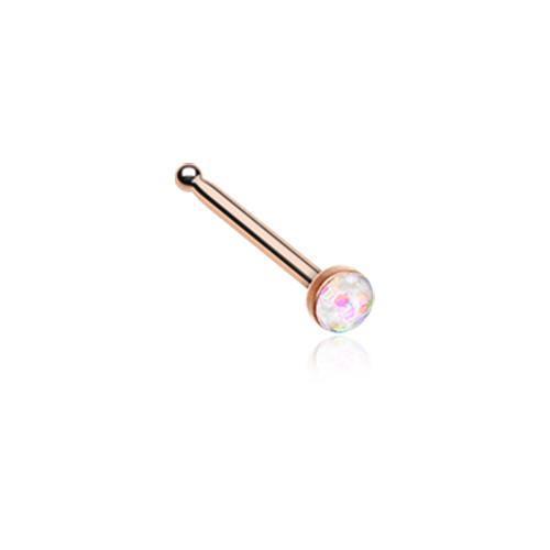 White Rose Gold Opal Sparkle Nose Stud Ring
