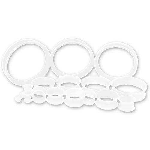 Tunnels - Double Flare White Silicone Tunnels From 6g-50mm. - 1 Piece -Rebel Bod-RebelBod