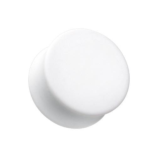 White Soft Touch Silicone Coated Solid Double Flared Ear Gauge Plug - 1 Pair