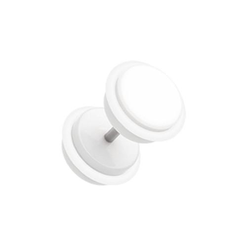 Fake Plug Earring White Solid Acrylic Fake Plug with O-Rings - 1 Pair -Rebel Bod-RebelBod