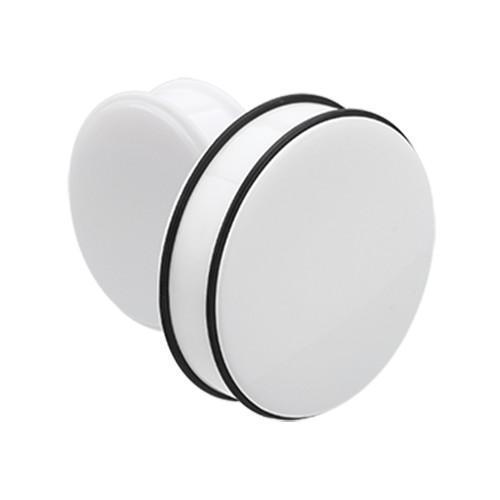 White Supersize Acrylic No Flare Ear Gauge Plug - 1 Pair