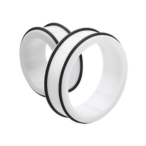 White Supersize Acrylic No Flare Ear Gauge Tunnel Plug - 1 Pair