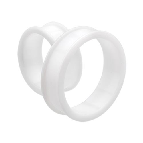 Tunnels - Double Flare White Supersize Flexible Silicone Double Flared Ear Gauge Tunnel Plug - 1 Pair -Rebel Bod-RebelBod