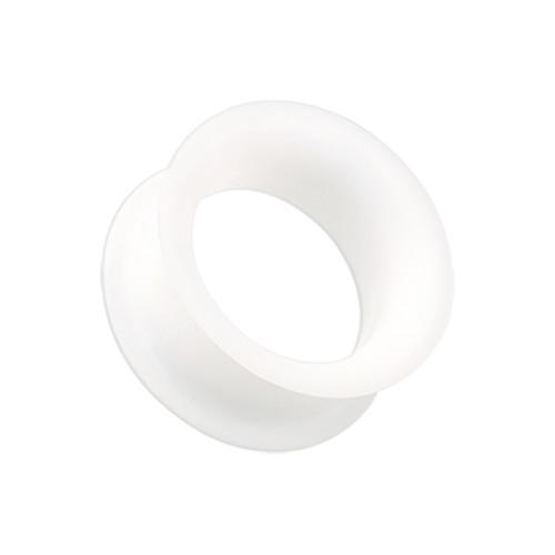White Ultra Thin Flexible Silicone Ear Skin Double Flared Tunnel Plug - 1 Pair