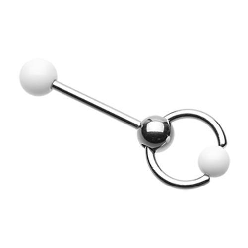 White UV Acrylic Ball Top Slave Barbell Ring