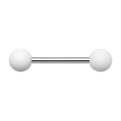 White UV Acrylic Nipple Barbell - 1 Piece