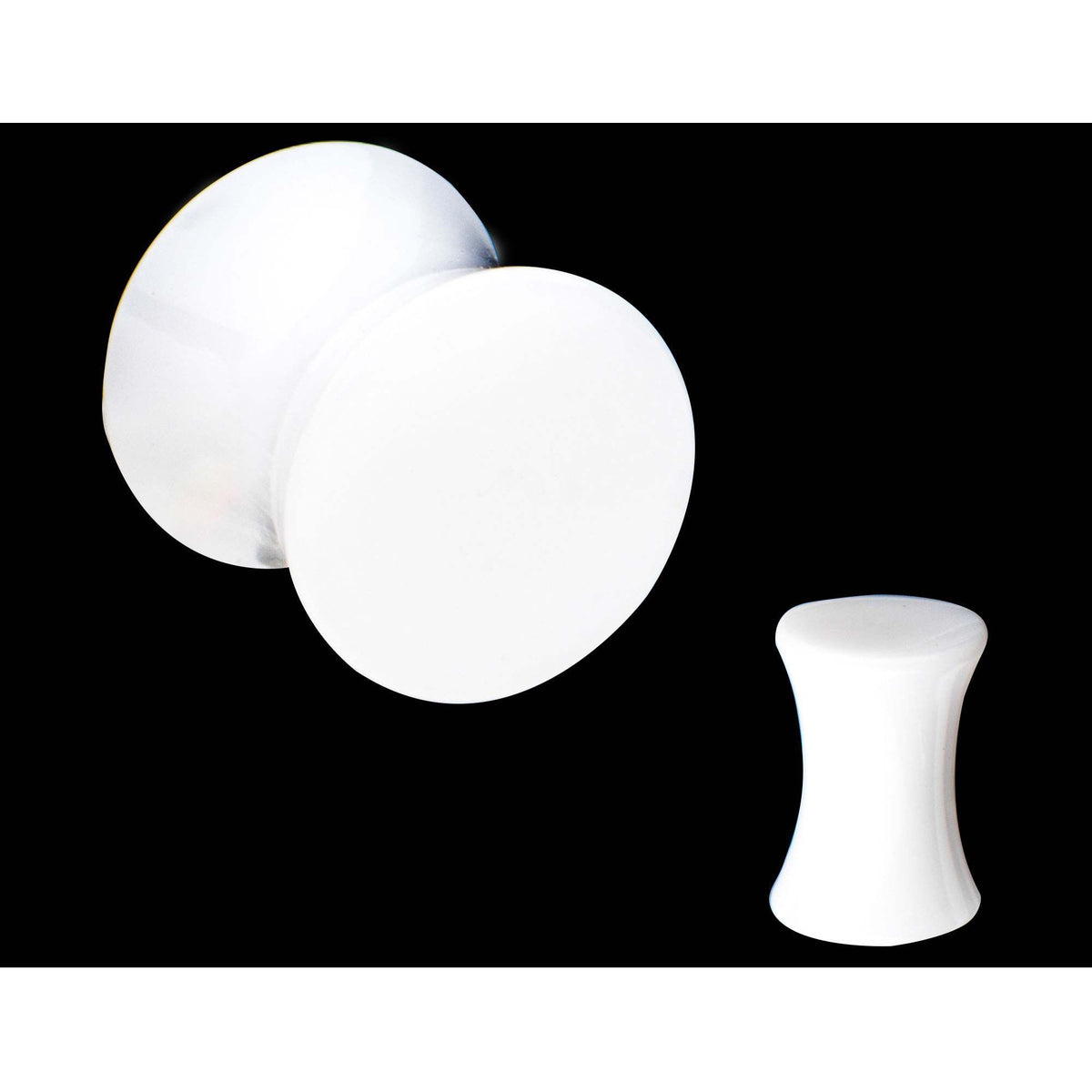 White UV Solid Acrylic Saddle Plugs - 1 Pair sbvpussw