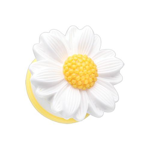 Plugs Earrings - Single Flare White/Yellow Cutesy Daisy Flower Single Flared Ear Gauge Plug - 1 Pair -Rebel Bod-RebelBod