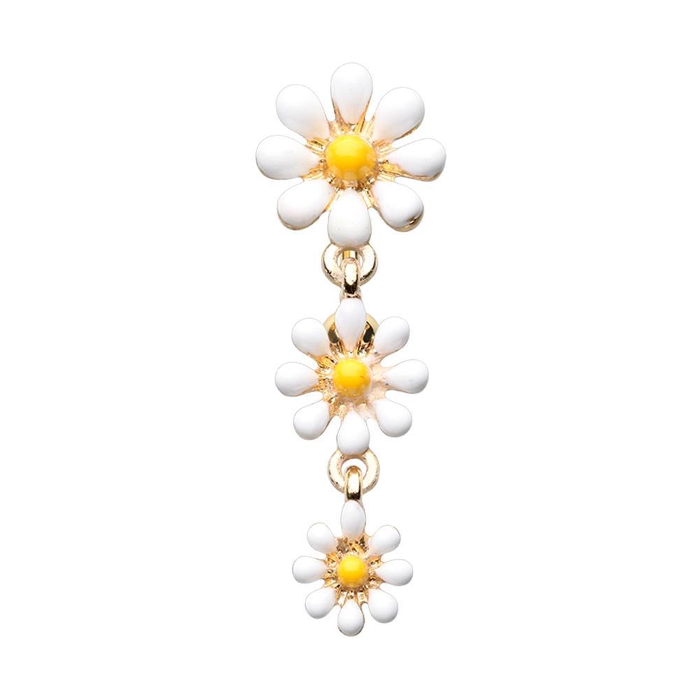 White/Yellow Golden Reversible One Daisy at a Time Belly Button Ring