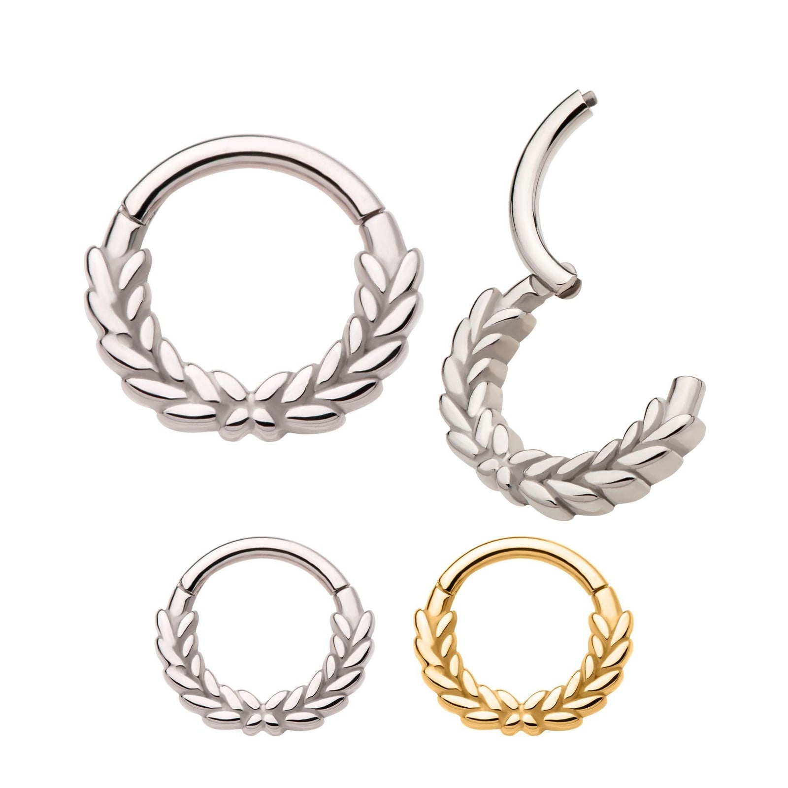 Clicker - Cartilage | Septum Wreath Front Facing Hinged Segment Clicker - 1 Piece -Rebel Bod-RebelBod