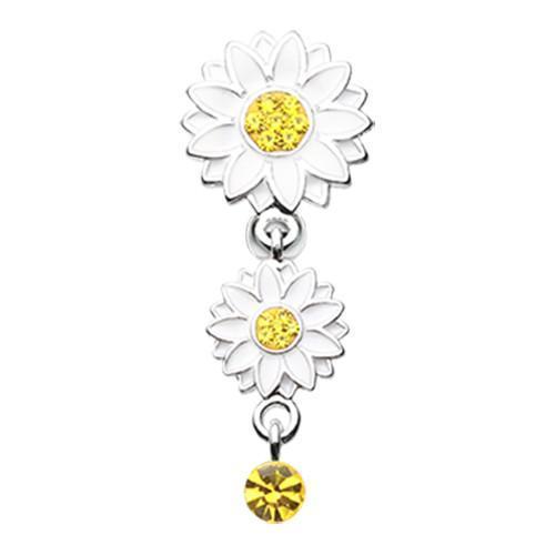 Yellow Beach Sunflower Reverse Belly Button Ring