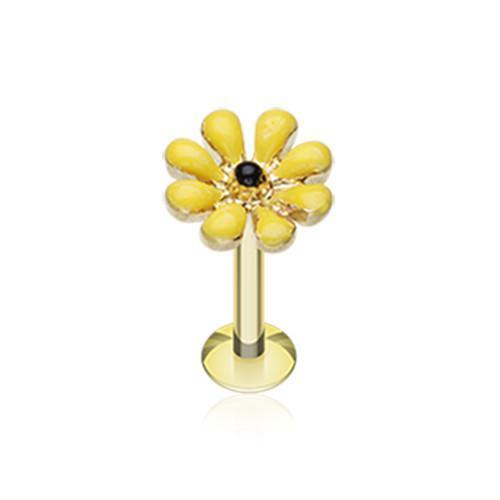 Yellow/Black Golden Spring Blossom Flower Top Labret