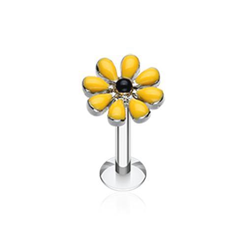 Yellow/Black Spring Blossom Flower Top Labret