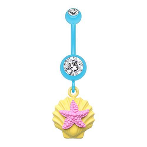 Yellow Clear Pink Ariel s Starfish Shell Belly Button Ring Rebel Bod