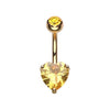 Yellow Heart Prong Sparkle Belly Button Ring