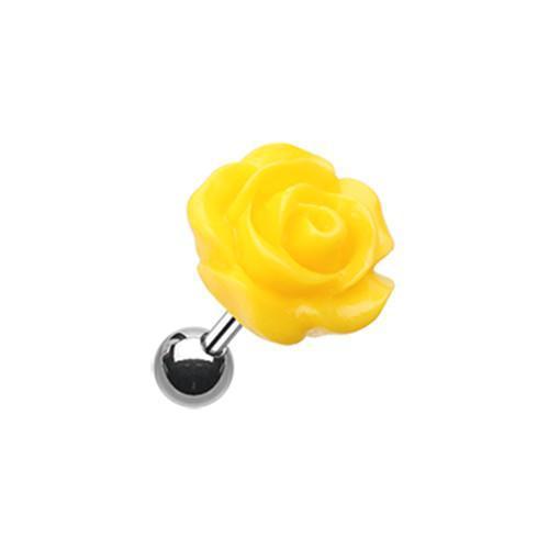 Yellow Dainty Rose Tragus Cartilage Barbell Earring - 1 Piece