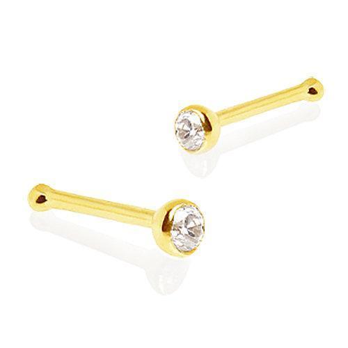 Nose Ring - Nose Studs Yellow Gold Plated Nose Stud with Press Fit CZ -Rebel Bod-RebelBod