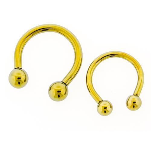 CIRCULAR BARBELL | HORSESHOE Yellow Internally Threaded Titanium Horseshoe Circular Barbell - 1 Piece - Special -Rebel Bod-RebelBod