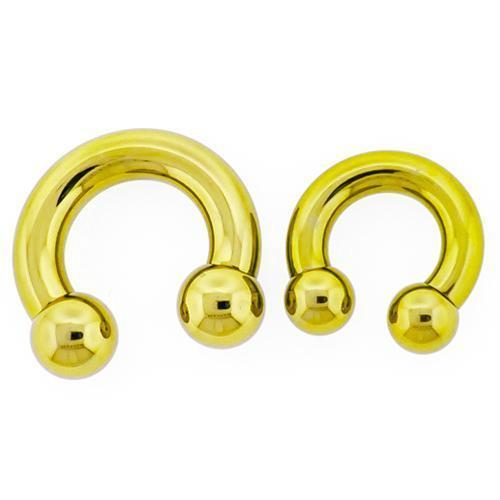 CIRCULAR BARBELL | HORSESHOE Yellow Internally Threaded Titanium Horseshoe Circular Barbell - 1 Piece - Special -Rebel Bod-RebelBod