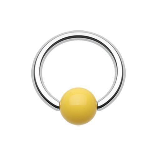 Yellow Neon Acrylic Ball Top Captive Bead Ring