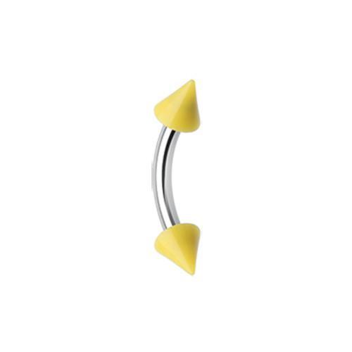 Yellow Neon Acrylic Spike Ends Curved Barbell Eyebrow Ring