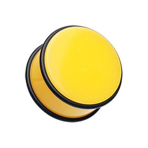 Yellow Neon Acrylic No Flare Ear Gauge Plug - 1 Pair