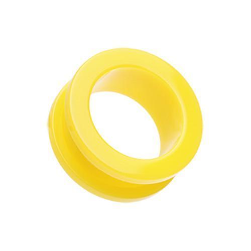 Yellow Neon Acrylic Screw-Fit Ear Gauge Tunnel Plug - 1 Pair