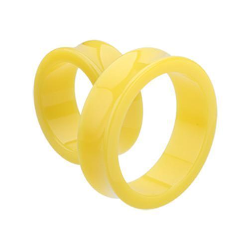 Yellow Supersize Neon Acrylic Double Flared Ear Gauge Tunnel Plug - 1 Pair