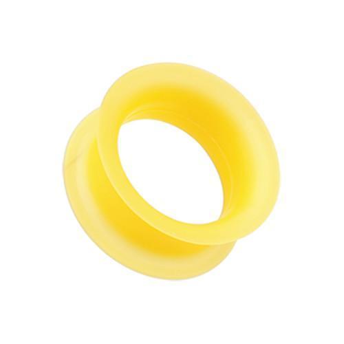 Yellow Ultra Thin Flexible Silicone Ear Skin Double Flared Tunnel Plug - 1 Pair