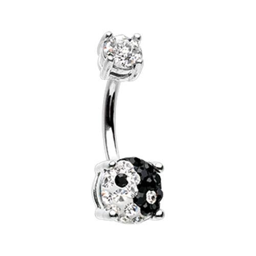 Yin Yang Sprinkle Dot Gem Prong Sparkle Belly Button Ring