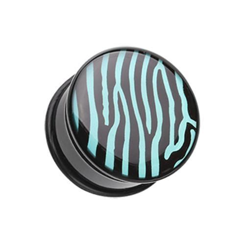Zebra Azure Single Flared Ear Gauge Plug - 1 Pair