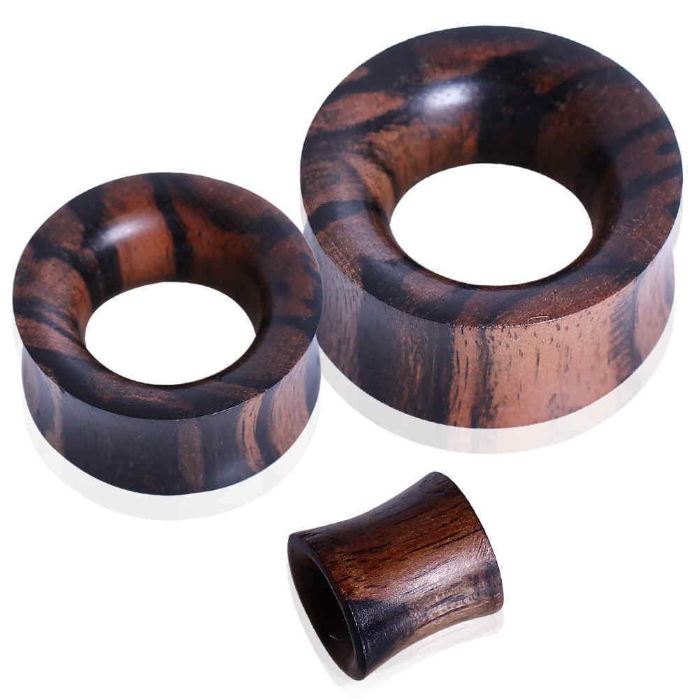 Tunnels - Double Flare Zebra Wood Flesh Tunnel Plug - 1 Piece -Rebel Bod-RebelBod